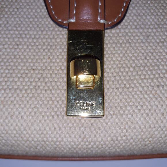 Celine 'Canvas 16' Tan Leather Trim Colorblock Bag Mini 2023 - Picture 4 of 6